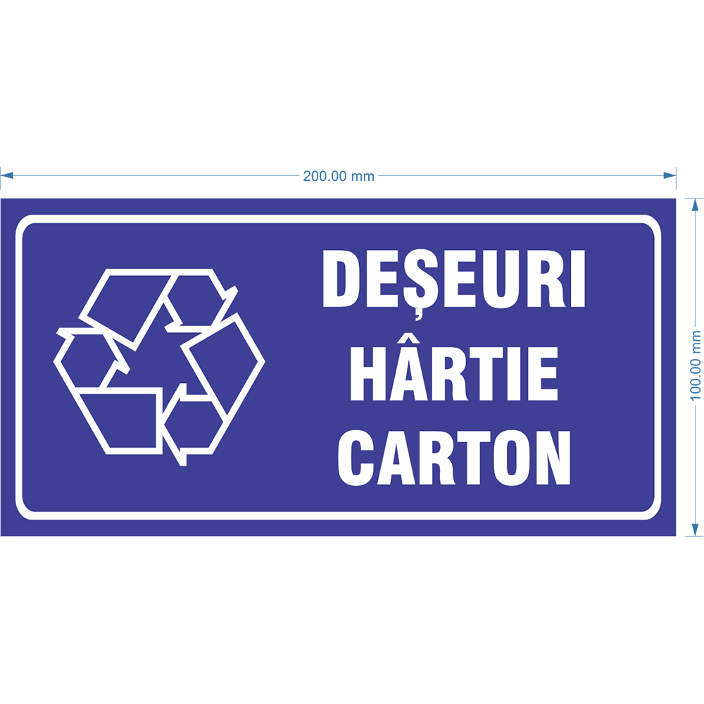 Indicator autocolant "Deseuri Hartie/Carton" Creative Sign, 20 x 10 cm