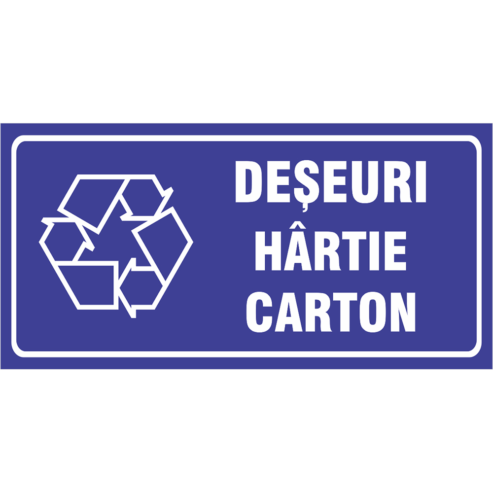 Indicator autocolant "Deseuri Hartie/Carton" Creative Sign, 20 x 10 cm