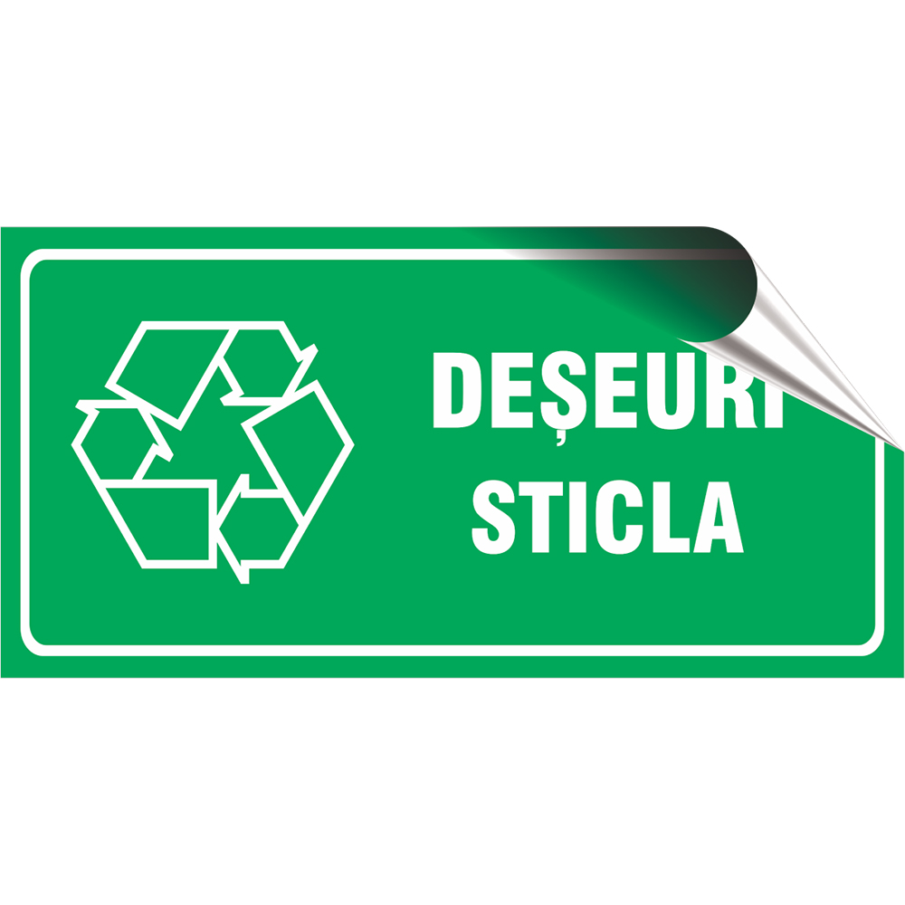Indicator autocolant "Deseuri Sticla" Creative Sign, 20 x 10 cm