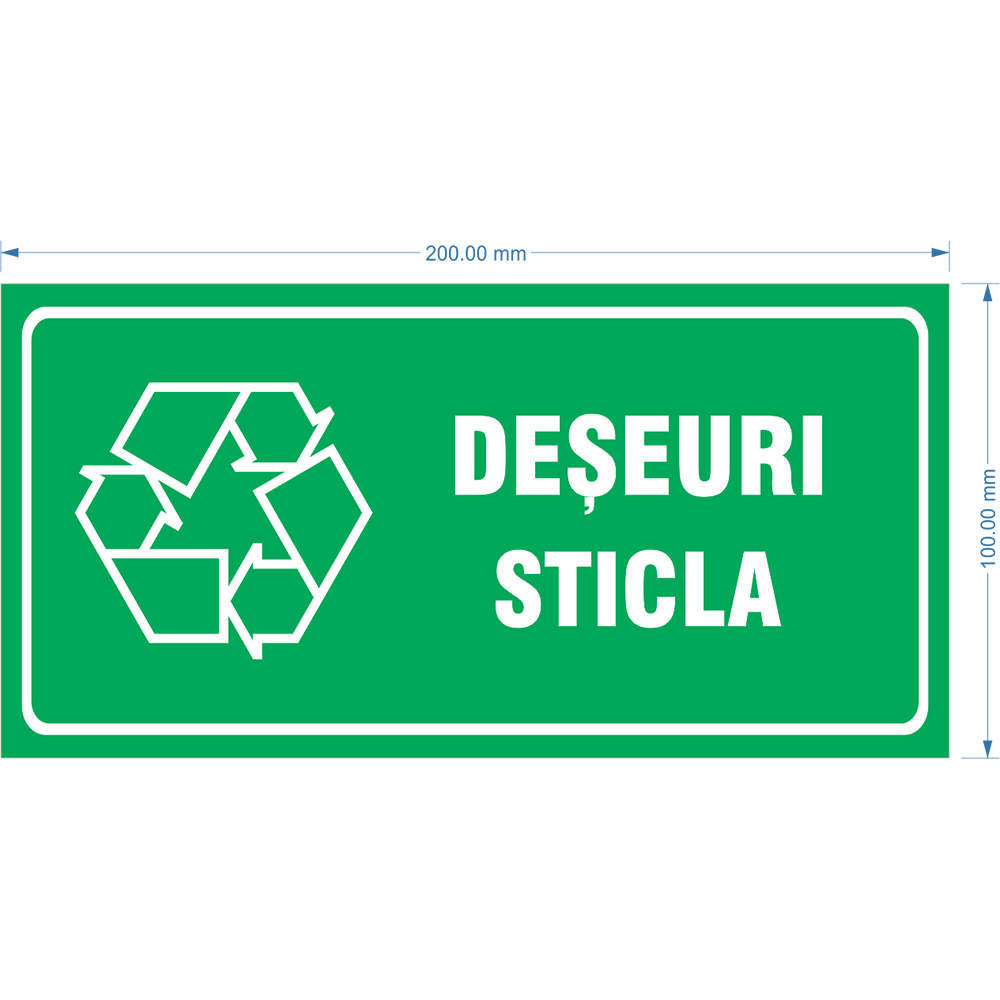 Indicator autocolant "Deseuri Sticla" Creative Sign, 20 x 10 cm