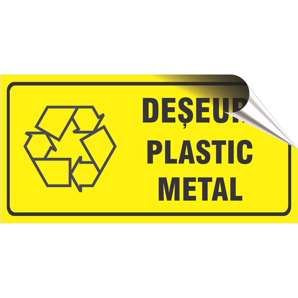 Indicator autocolant "Deseuri Plastic/Metal" Creative Sign, 20 x 10 cm