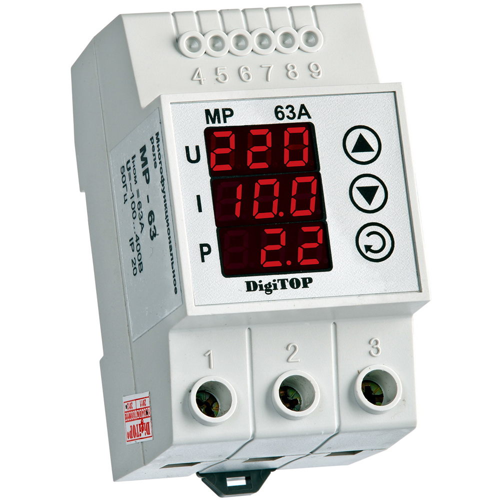 Releu protectie tensiune si amperaj monofazat DIGITOP MP-63, 63A, 2P, 230V