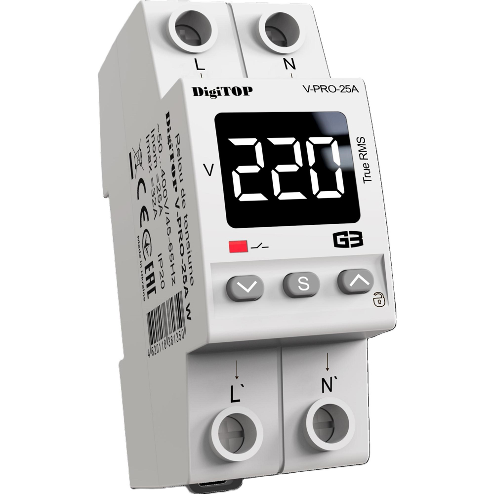 Releu protectie tensiune DIGITOP V-PRO 25A, 25A, IP20, 400V