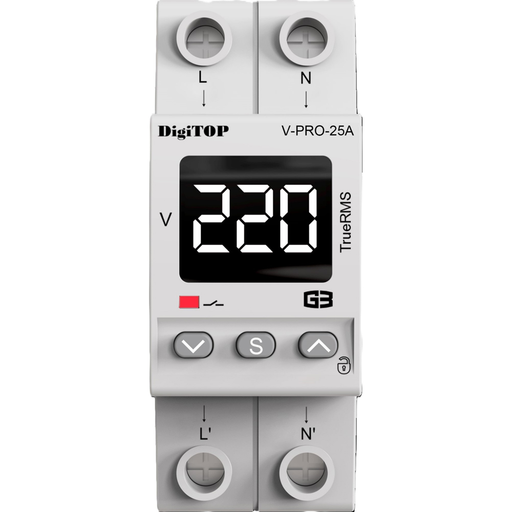 Releu protectie tensiune DIGITOP V-PRO 25A, 25A, IP20, 400V
