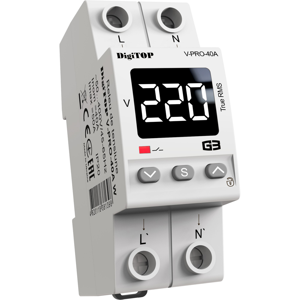 Releu protectie tensiune DIGITOP V-PRO 40A, 40A, IP20, 400V