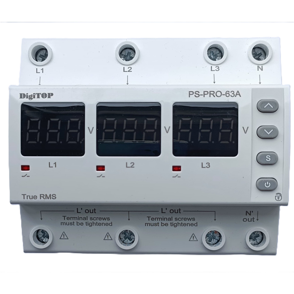 Releu protectie tensiune DIGITOP PS-PRO-63A, 63A, IP20, 400V