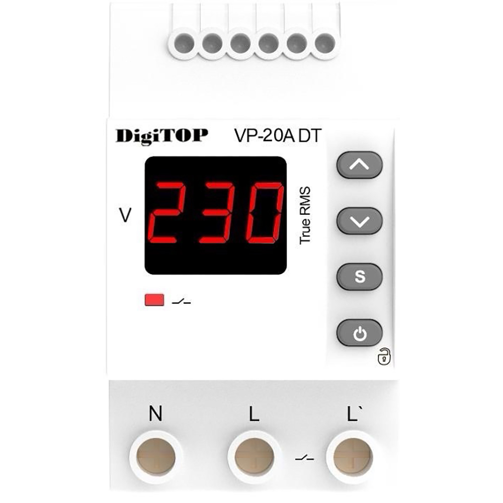 Releu protectie tensiune monofazat DIGITOP VP-20A DT, 20A 2P, 230V