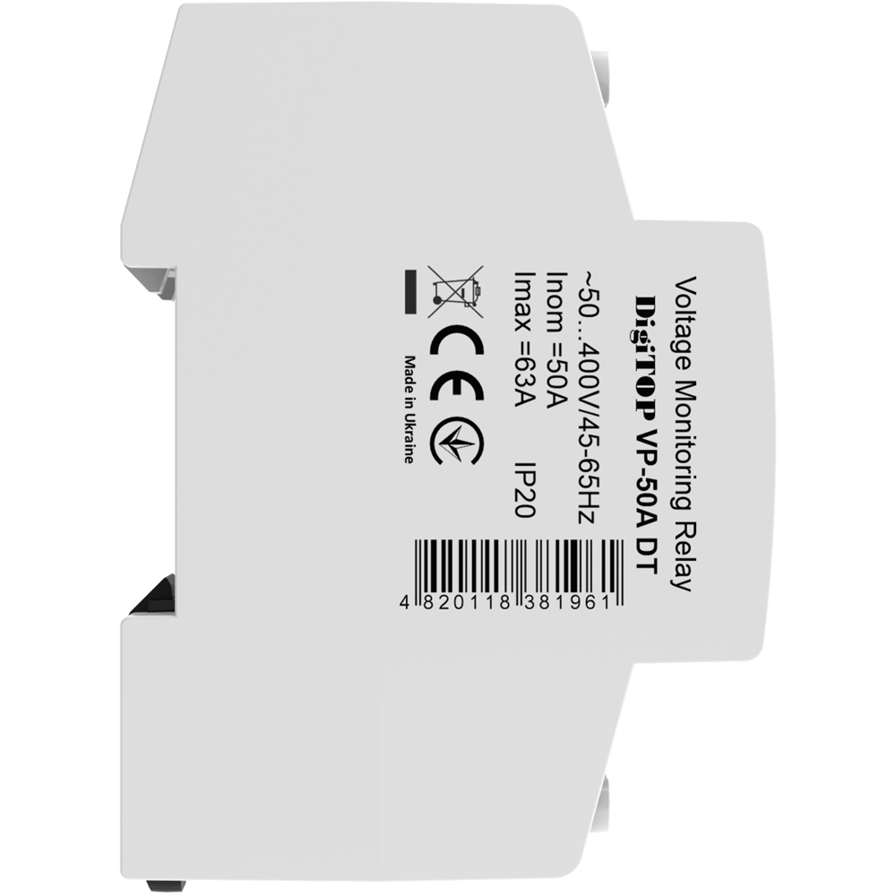 Releu protectie tensiune monofazat DIGITOP VP-50A DT, 50A, 1 secventa, 2P, 230V