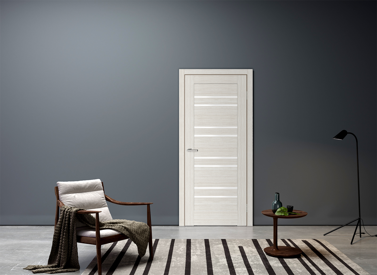 Usa interior Rino, cu geam, reversibila, MDF, 60 x 200 cm, alb