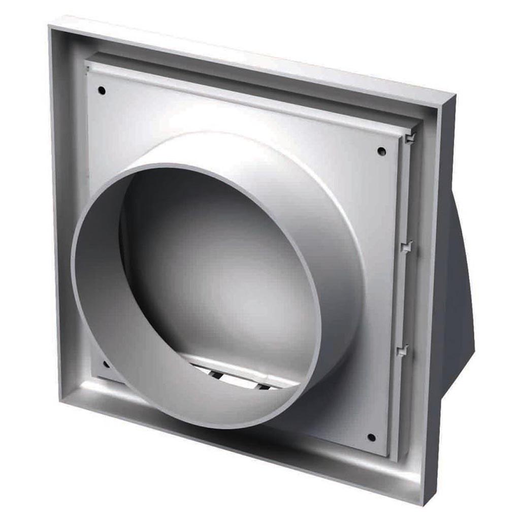 Grila ventilatie din plastic cu clapeta antiretur, 100 mm, alb 