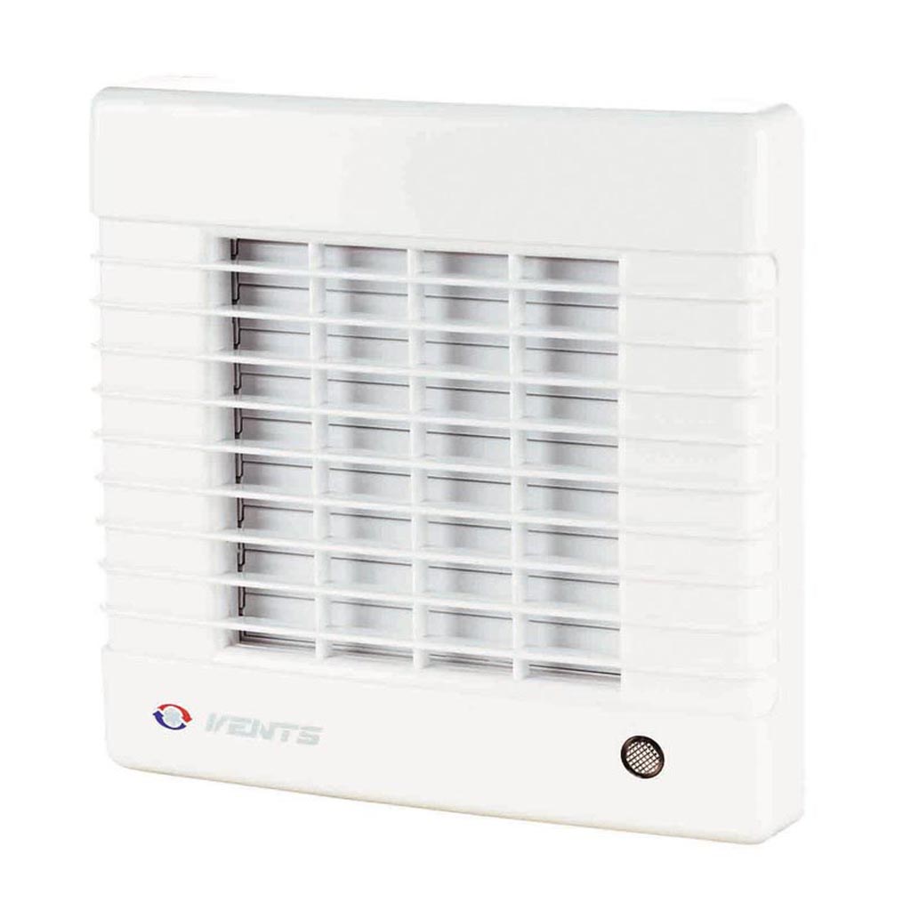 Ventilator baie cu jaluzele automate si timer VENTS, 18 W, 100 mm, alb