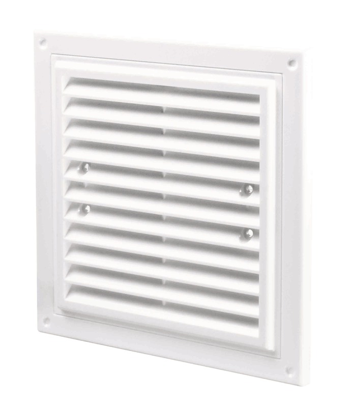 Grila pentru ventilatie cu plasa insecte, plastic, 205 x 205 mm, alb