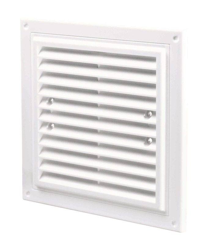 Grila pentru ventilatie cu plasa insecte, plastic, 250 x 250 mm, alb 