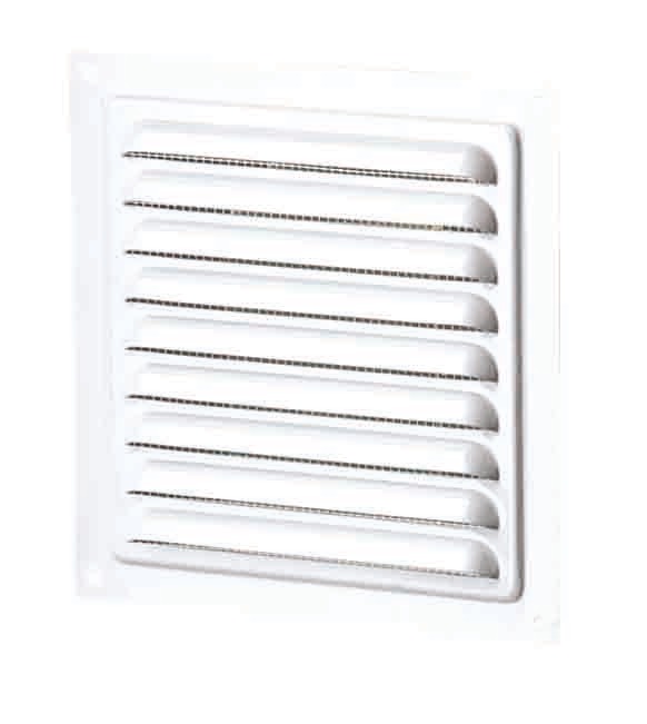 Grila pentru ventilatie cu plasa insecte, otel, 150 x 150 mm, alb