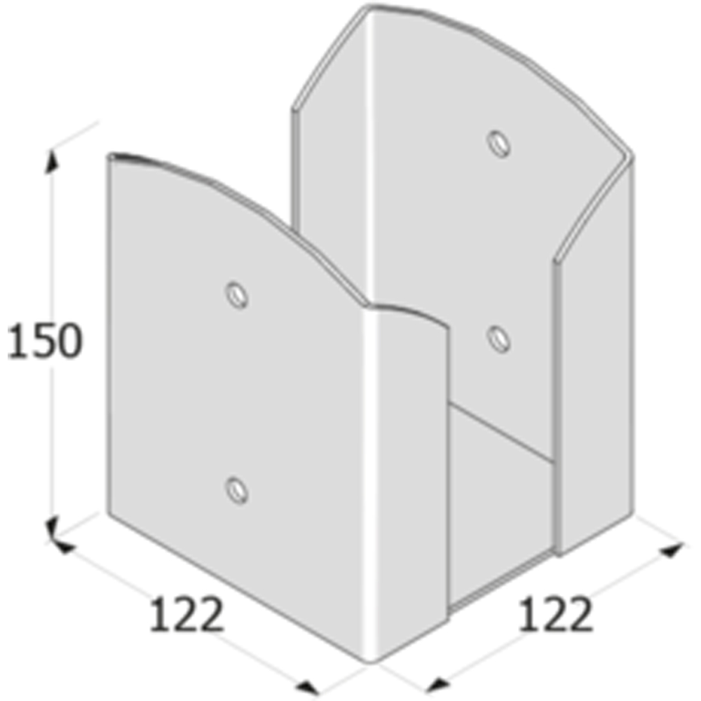 Suport stalp patrat DMX PSPW 120, 122 x 150 mm, grosime 2.5 mm