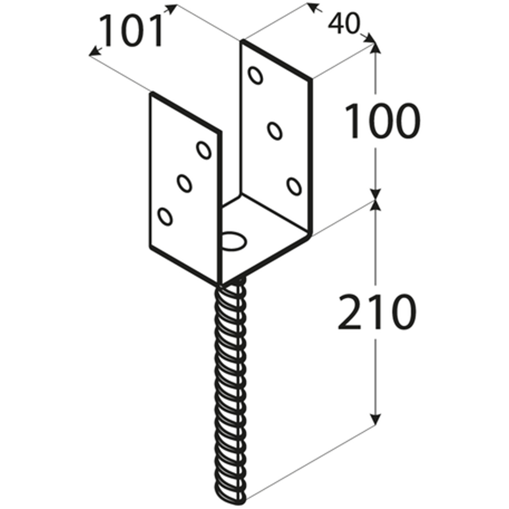Suport stalp tip U DMX PSL 100 U, 101 x 100 mm, grosime 5 mm, sarcina usoara