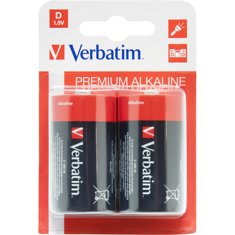 Baterie alcalina VERBATIM 49923, D, 1.5V, 2buc
