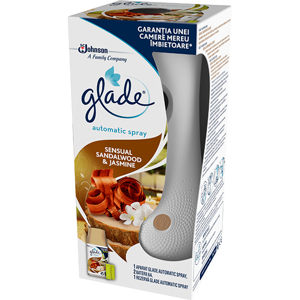 Odorizant de camera GLADE Automatic Spray Bali Sandalwood & Jasmine, 269 ml