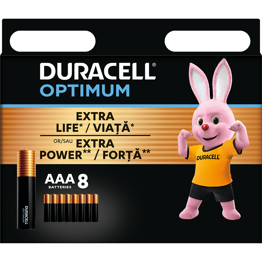 Baterii DURACELL LR3 optimum AAA, 8 bucati
