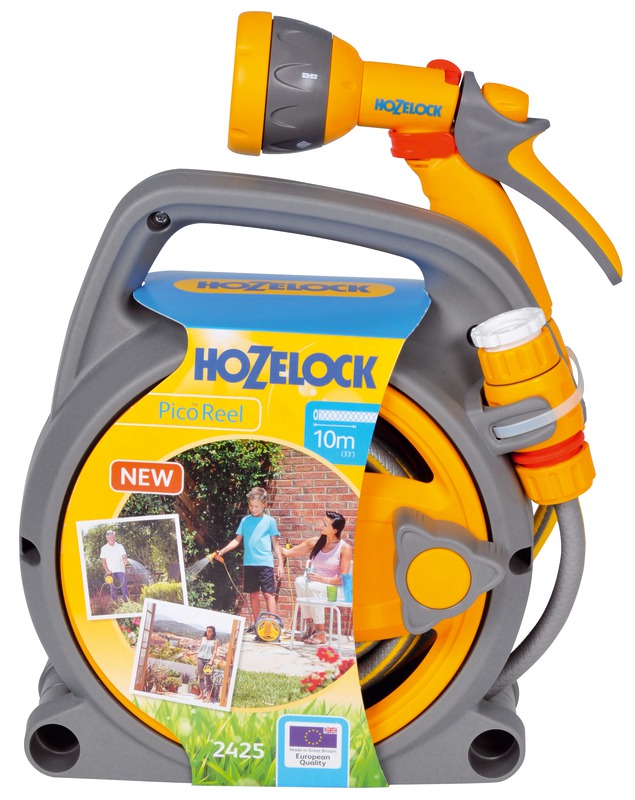 Rola derulator cu furtun si dispozitiv de stropit Hozelock, 10 m