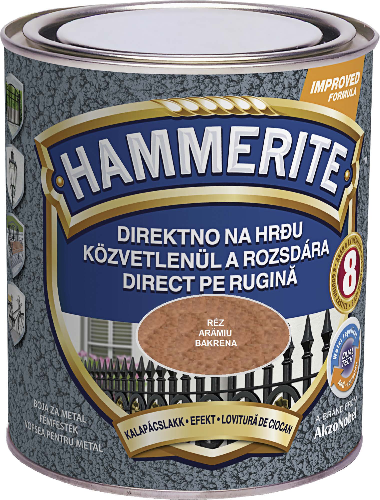 Email pentru metal lovitura de ciocan, interior/exterior, culoare aramiu, 0.75 L Hammerite