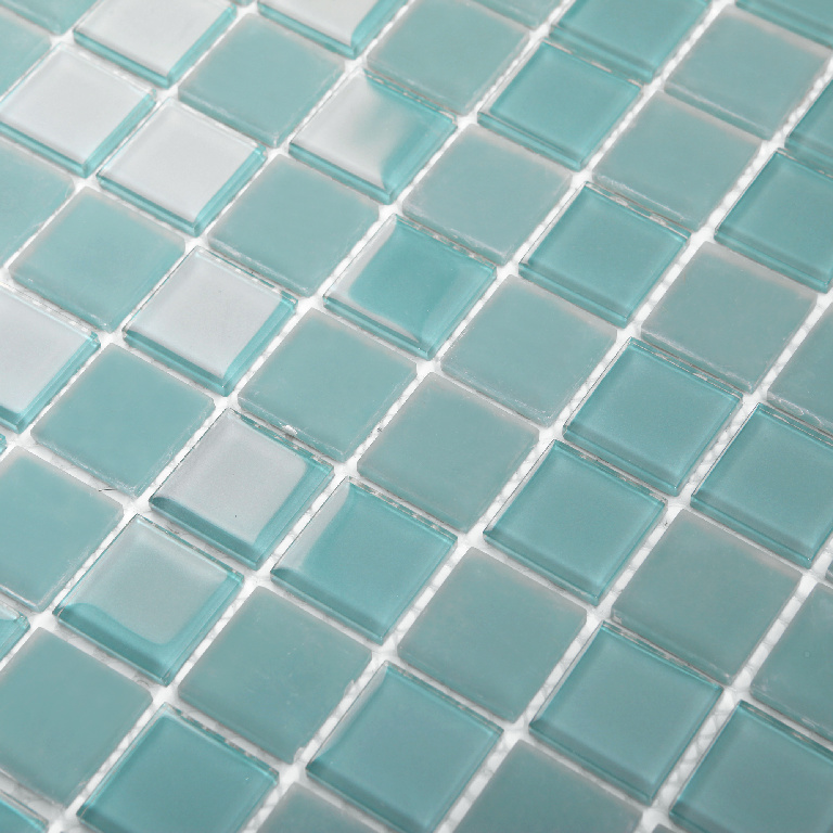 Mozaic interior, albastru, sticla, patrat, 30 x 30 cm x 8 mm  Glina
