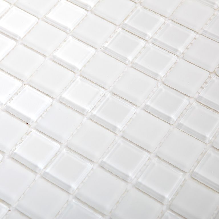 Mozaic interior, alb, sticla, patrat, 30 x 30 cm x 4 mm  Glina