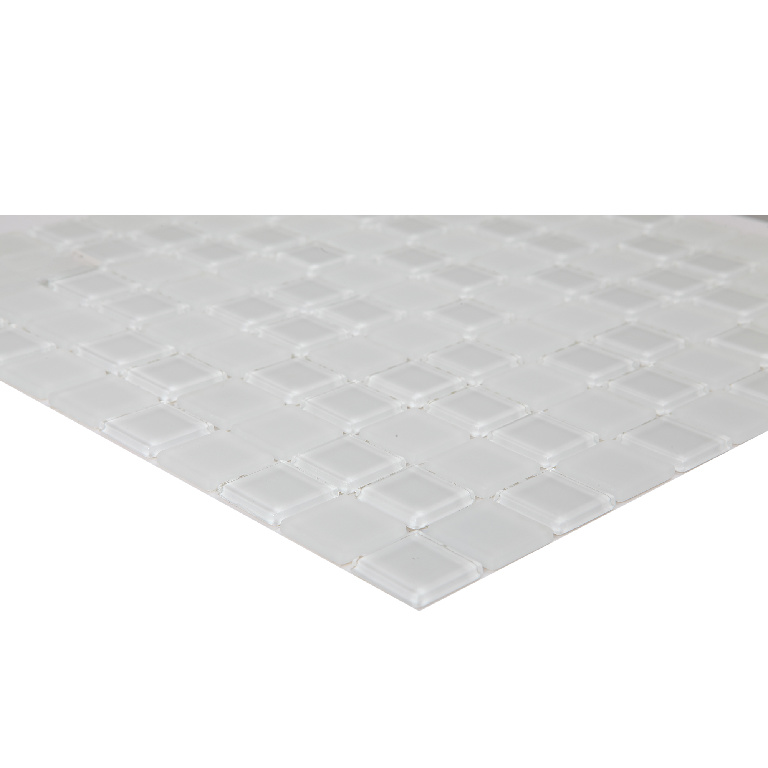 Mozaic interior, alb, sticla, patrat, 30 x 30 cm x 4 mm  Glina