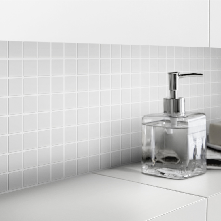 Mozaic interior, alb, sticla, patrat, 30 x 30 cm x 4 mm  GoodHome Plain