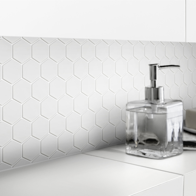 Mozaic interior, alb, sticla, patrat, 30 x 30 cm x 6 mm  GoodHome Plain