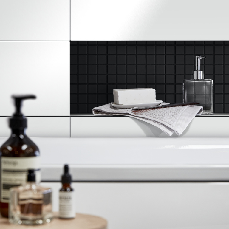 Mozaic interior, negru, sticla, patrat, 30 x 30 cm x 4 mm GoodHome Peruoso