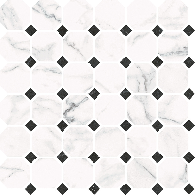 Mozaic ceramic decorativ GoodHome, 31x31 cm, alb-negru