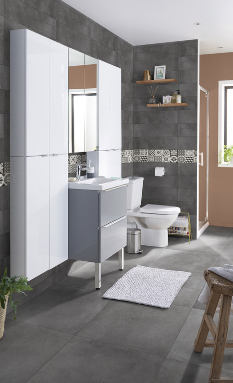 Faianta decor interior, alb, 60 x 20 cm x 8.5 mm, dreptunghiulara, 0.96 mp GoodHome Konkrete
