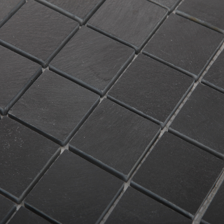 Mozaic interior GOODHOME Slate, piatra naturala, 30.4 x 30.3 cm, antracit