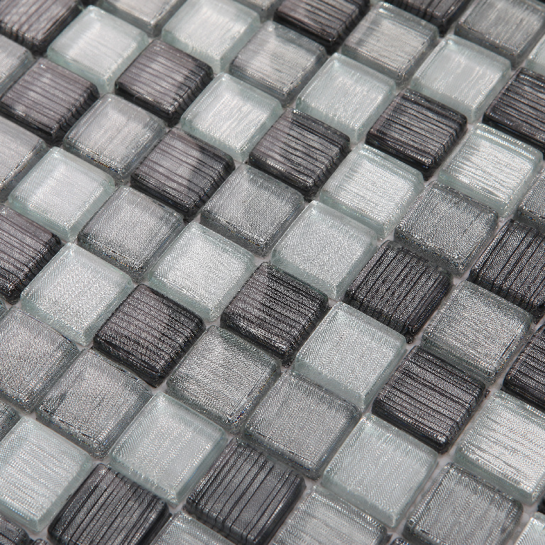 Mozaic interior, gri, sticla, patrat, 30 x 30 cm x 8 mm  GoodHome Fazos