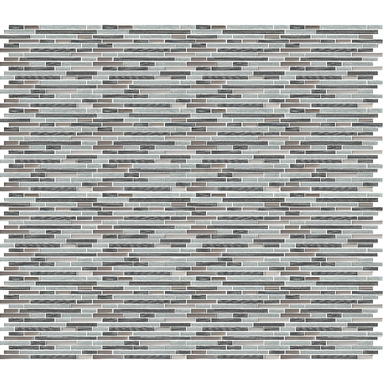 Mozaic interior, gri, sticla si otel inoxidabil, patrat, 30 x 30 cm x 8 mm  GoodHome Foxe
