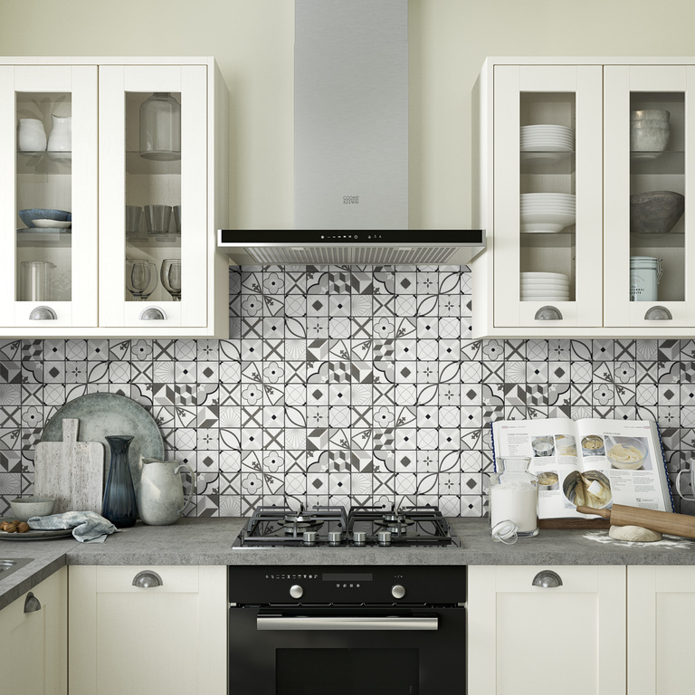 Mozaic interior GOODHOME Hydrolic, 30 x 30 cm x 10 mm, alb-negru