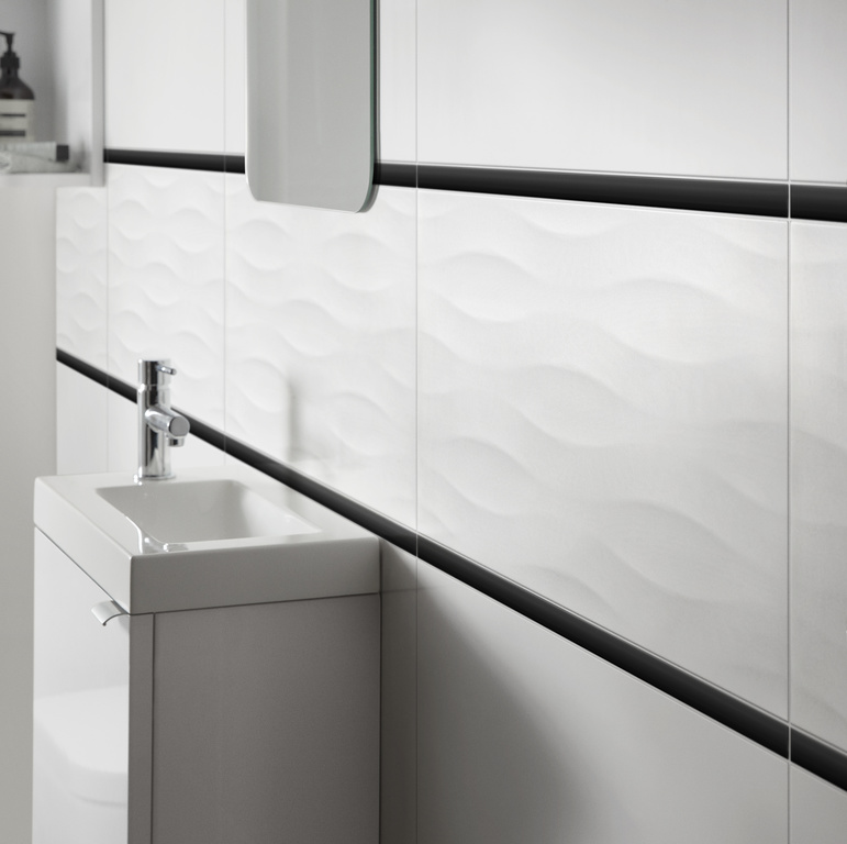 Mozaic interior, negru, sticla, dreptunghiular, 2 x 60 x 8 mm  GoodHome Palmi