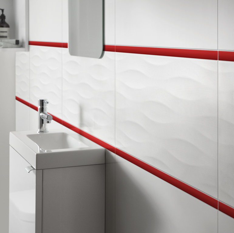 Mozaic interior, rosu, sticla, dreptunghiular, 2 x 60 x 8 mm GoodHome Palmi