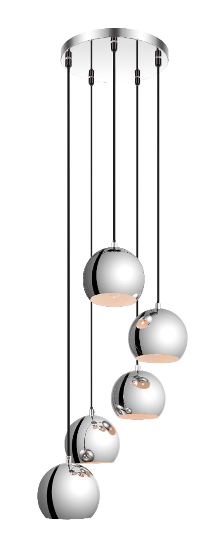 Lustra tip pendul, Argintiu, 28 W, 5 x E14 GoodHome Roccheta