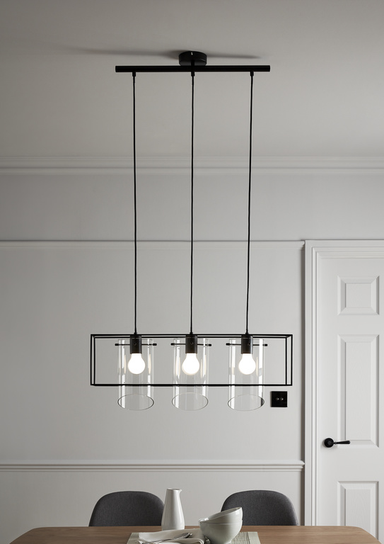 Lustra tip pendul, Negru, 42 W, 3 x E27  GoodHome Daluiz
