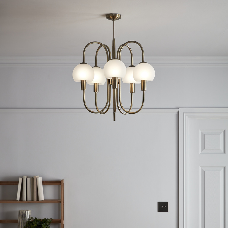 Lustra tip pendul, Auriu, 28 W, 5 x E14  GoodHome Gammont