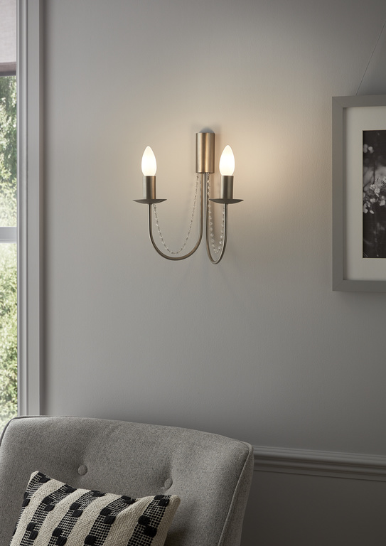 Aplica incandescenta GOODHOME Suhel, 56W, E14,1P20, argintiu