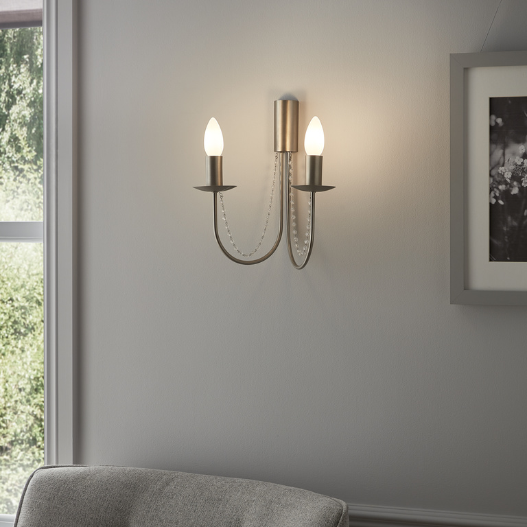 Aplica incandescenta GOODHOME Suhel, 56W, E14,1P20, argintiu