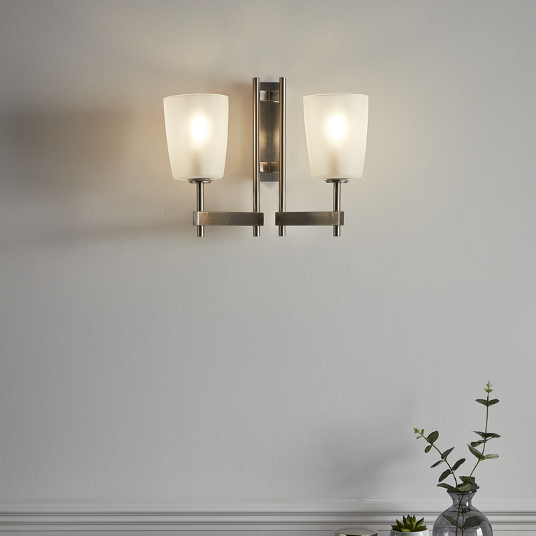 Aplica dubla Quadryx GOODHOME, E14, 28W, IP20, alb/argintiu
