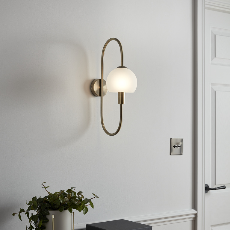 Aplica de perete GOODHOME Gammont, bec incandescent, E14, 28W, auriu