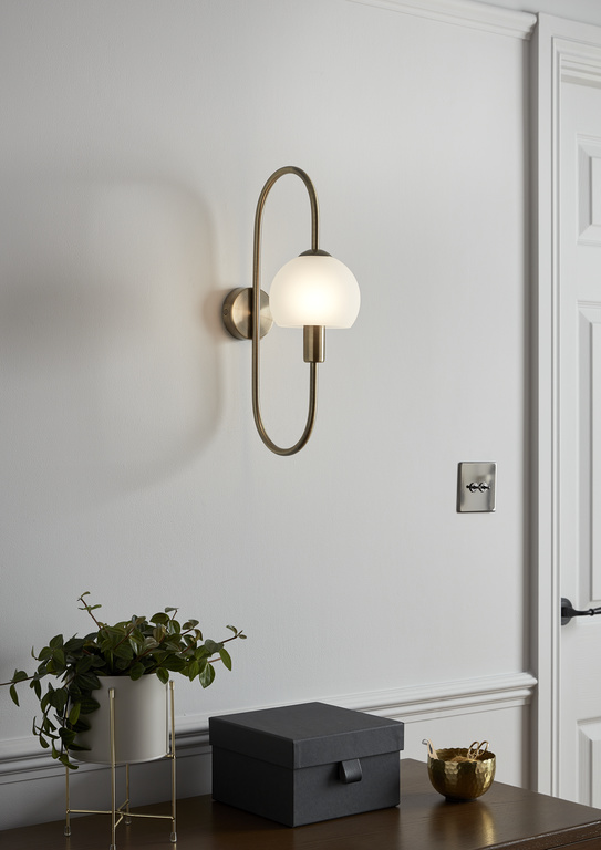 Aplica de perete GOODHOME Gammont, bec incandescent, E14, 28W, auriu