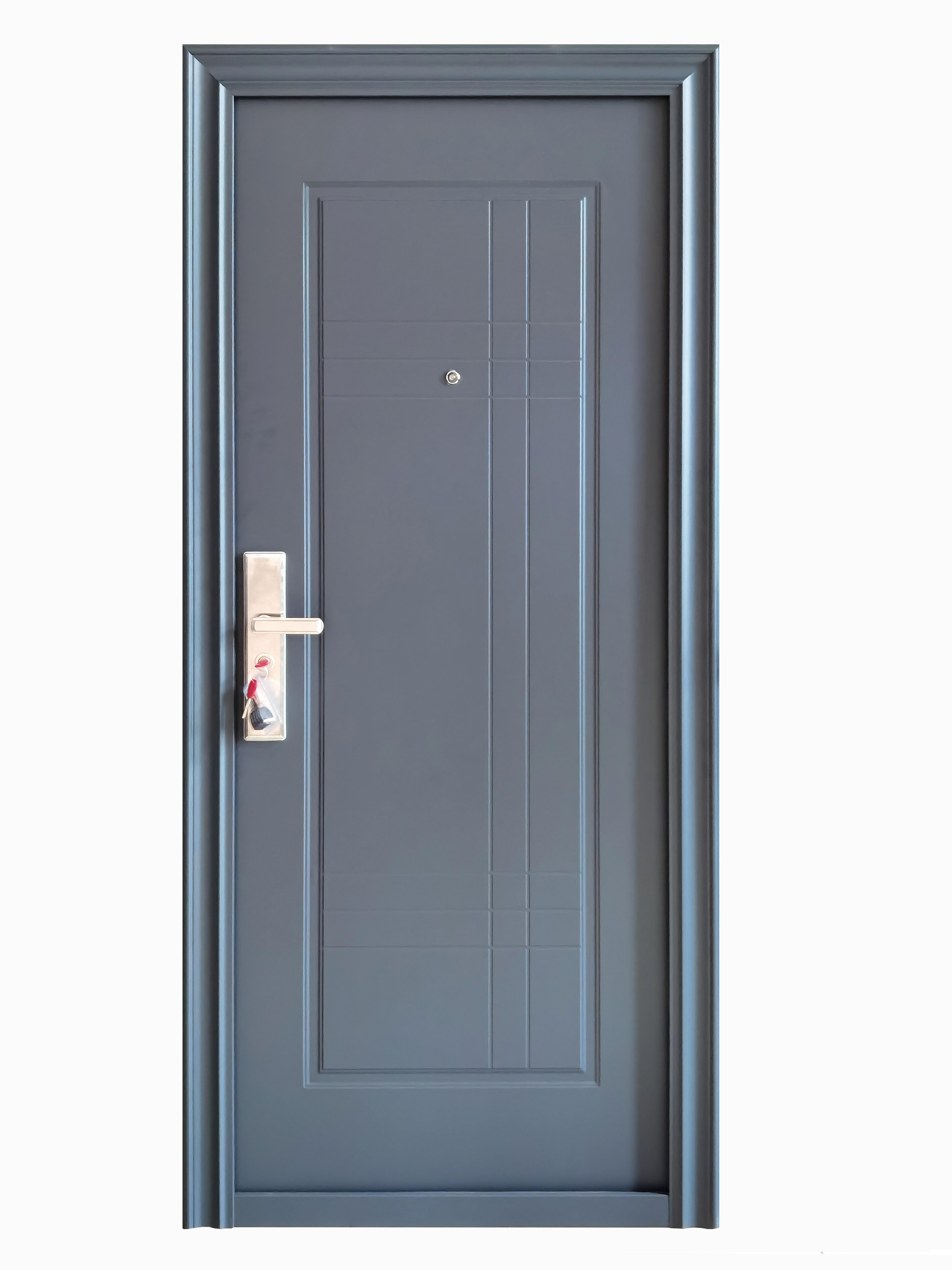 Usa de intrare pentru apartament Lines, fara geam, dreapta, otel, 88 x 205 cm, antracit