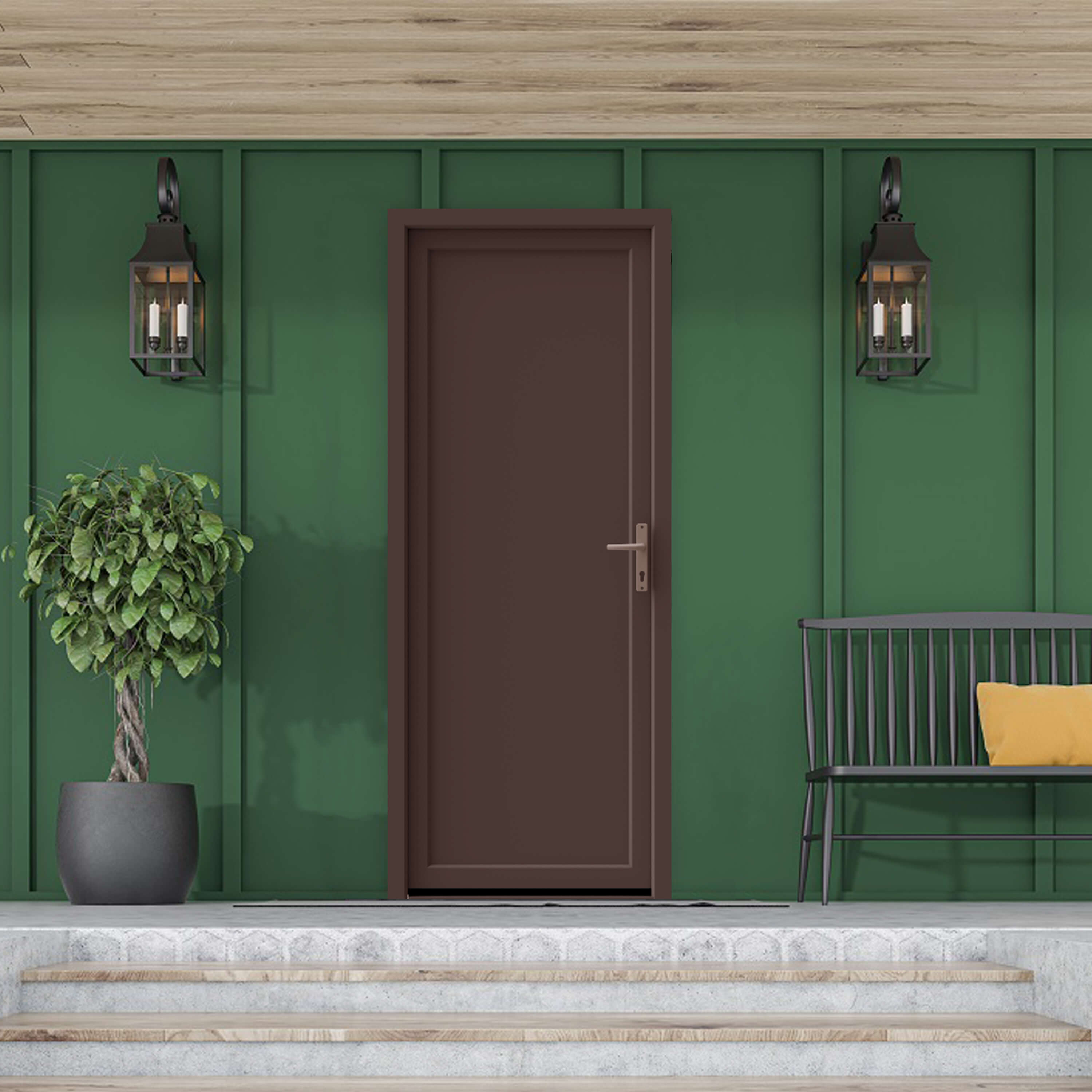 Usa exterior, fara geam, stanga, PVC, 90 x 205 cm, nuc