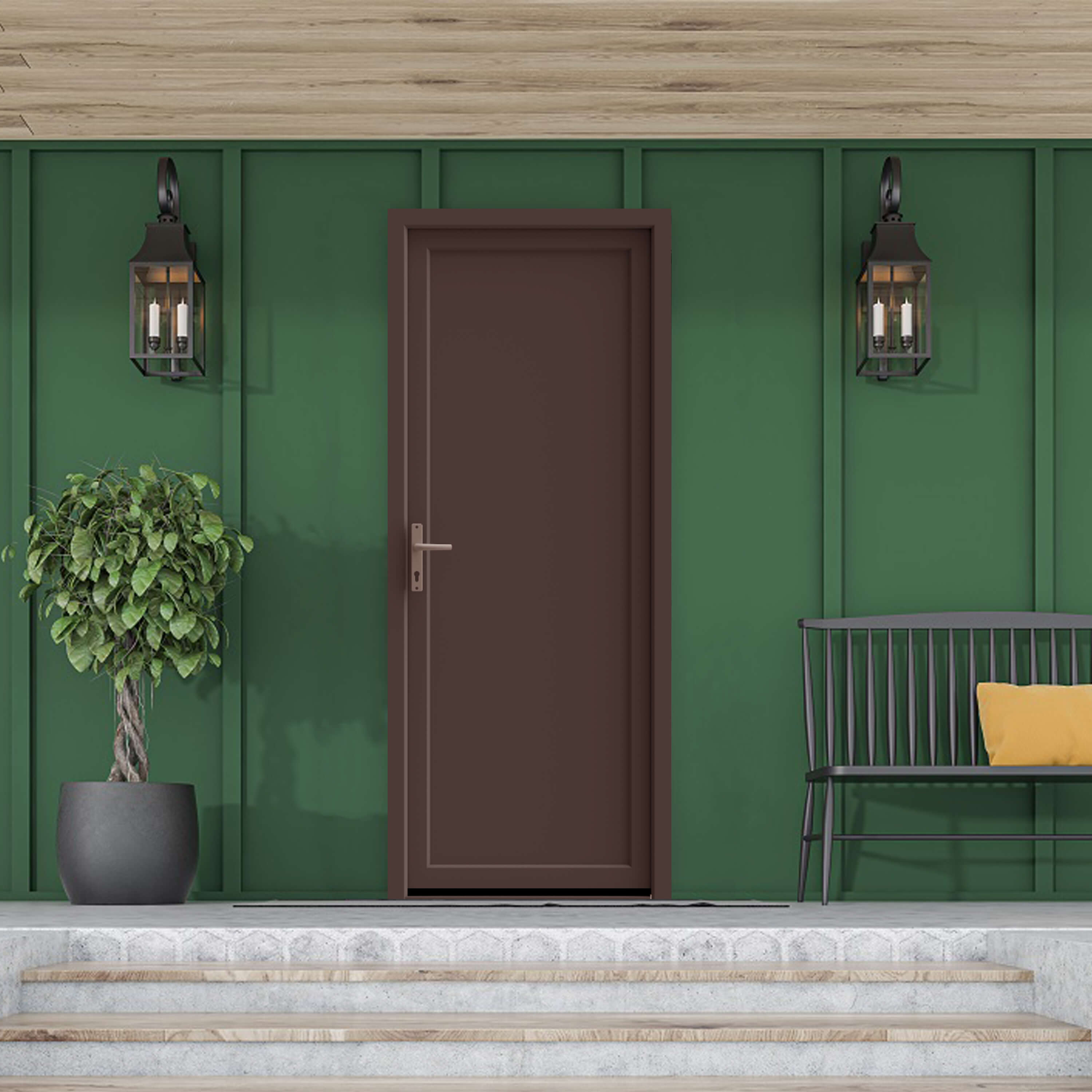 Usa exterior, fara geam, dreapta, PVC, 90 x 205 cm, nuc